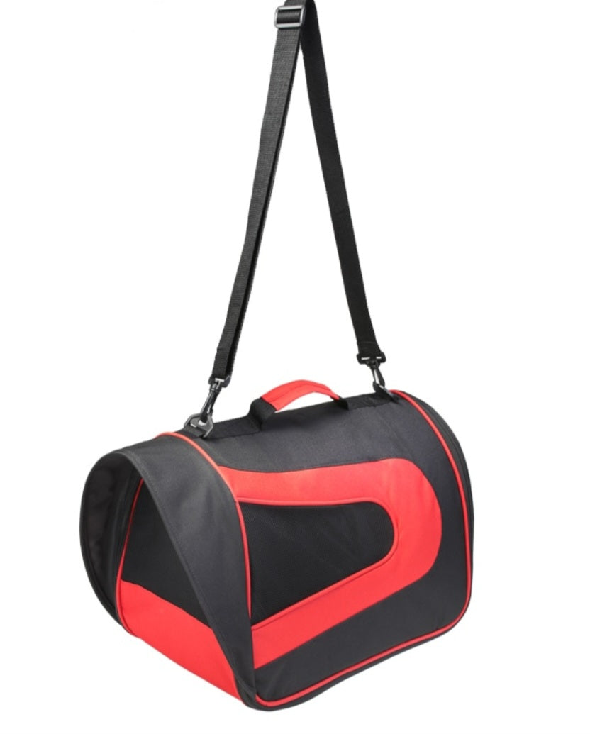 Collapsible Black and Red pet carrier