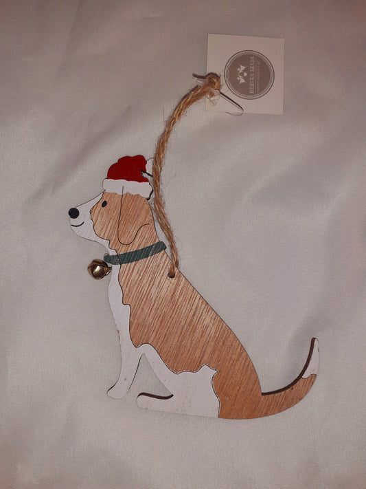 Wooden Christmas dog decoration