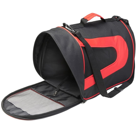 Collapsible Black and Red pet carrier