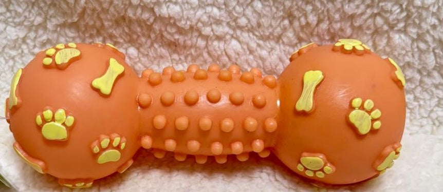 Brown dumbell shaped dog toy