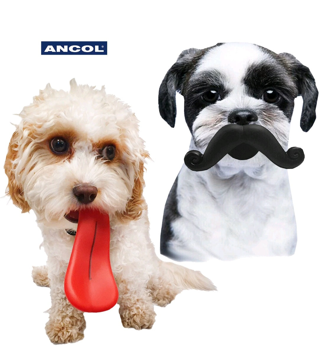 Funny moustache and tongue squeaker toy