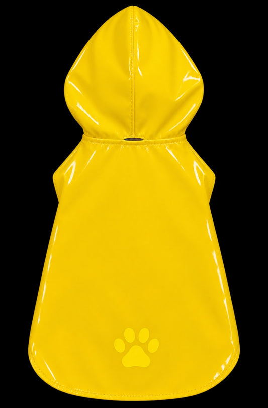 Shiny waterproof hooded raincoat