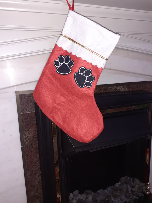 Dog Stocking with 2 paw prints