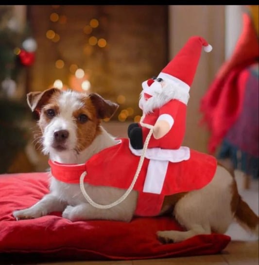 Santa claus ride on costume for Dogs