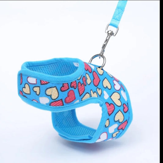 Blue heart harness set dog/cat