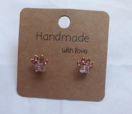 Pink paw print Earrings