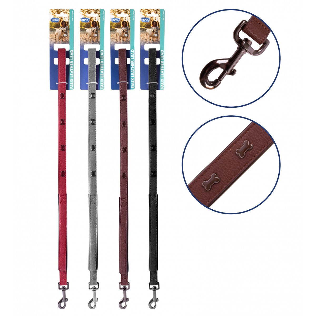 Faux leather Dog leads rspca