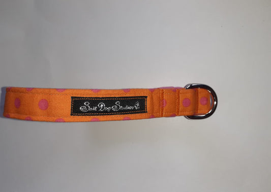 Orange with pink poke a dots Dog Collar