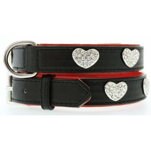 Black Leather Heart Diamond Collar